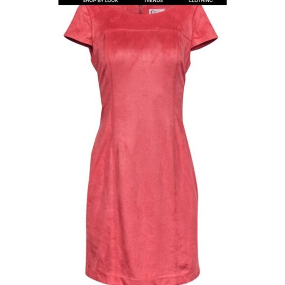 NANETTE LEPORE faux Suede Stretch Sheath Dress Size 16 Short Sleeve Knee Length - Picture 8 of 8